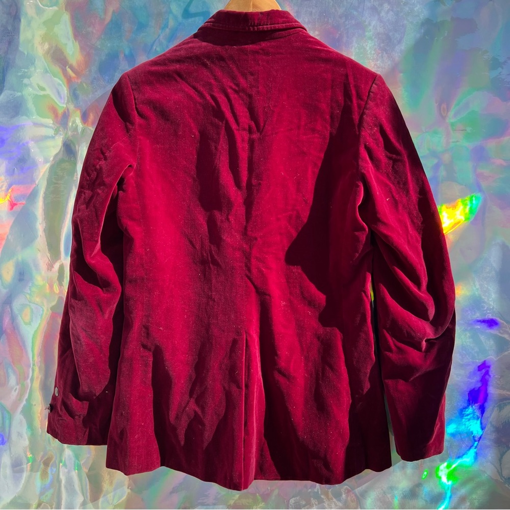 70s Maroon Velvet Slim Blazer - Picture 3 of 13